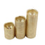 Set of 3 LED Flameless Pillar Candles Remote Operated Metallic Gold - Battery Powered 4", 6", 8" - Linen Luxes