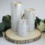 Set of 3 LED Flameless Pillar Candles Remote Operated Metallic Silver - Battery Powered 4", 6", 8" - Linen Luxes