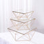 Set of 3 Metal Cake Dessert Stands Geometric Stackable Design Gold with Square Glass Top - Pedestal Display Centerpieces