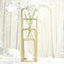 Set of 4 Metal Flower Stands Frame Wedding Column Centerpieces Matte Gold - Durable Display 16"/24"/32"/40" - Linen Luxes