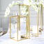 Set of 4 Metal Flower Stands Frame Wedding Column Centerpieces Matte Gold - Durable Display 16"/24"/32"/40" - Linen Luxes