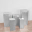 Set of 5 Metallic Silver Spandex Rectangle Pedestal Stand Covers, Stretchable Pillar Prop Covers - 160 GSM