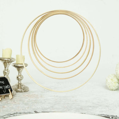 Set of 5 Natural Wooden Rings for Crafts, Floral Hoop Wreath - Linen Luxes