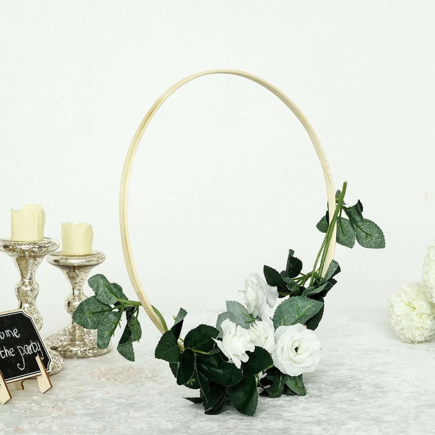 Set of 5 Natural Wooden Rings for Crafts, Floral Hoop Wreath - Linen Luxes