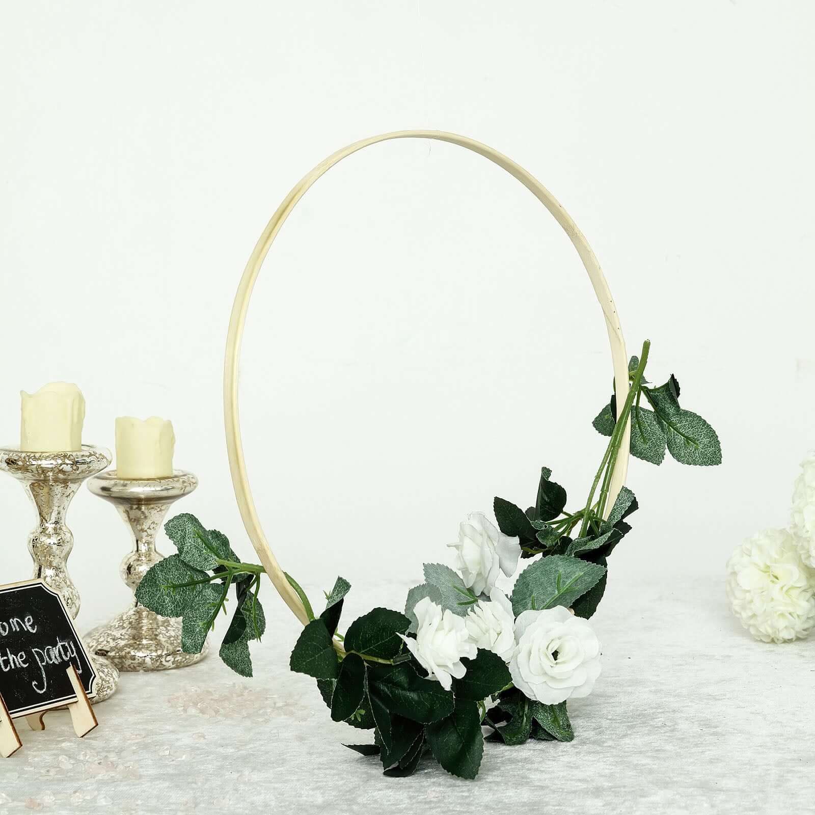 Set of 5 Natural Wooden Rings for Crafts, Floral Hoop Wreath - Linen Luxes