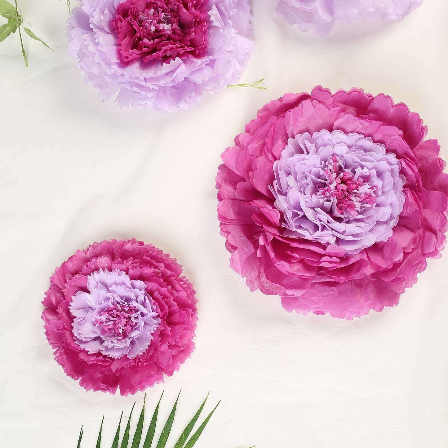 Set of 6 Lavender Giant Carnation 3D Paper Flowers Wall Decor - 12",16",20" - Linen Luxes