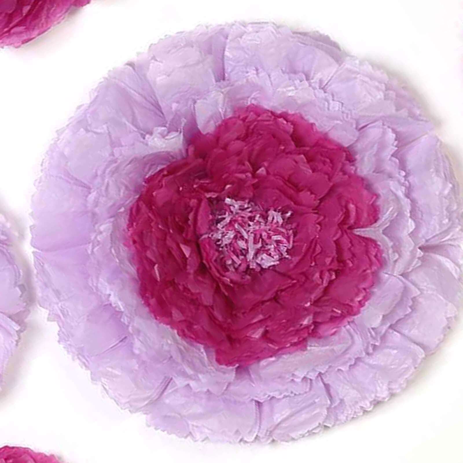 Set of 6 Lavender Giant Carnation 3D Paper Flowers Wall Decor - 12",16",20" - Linen Luxes
