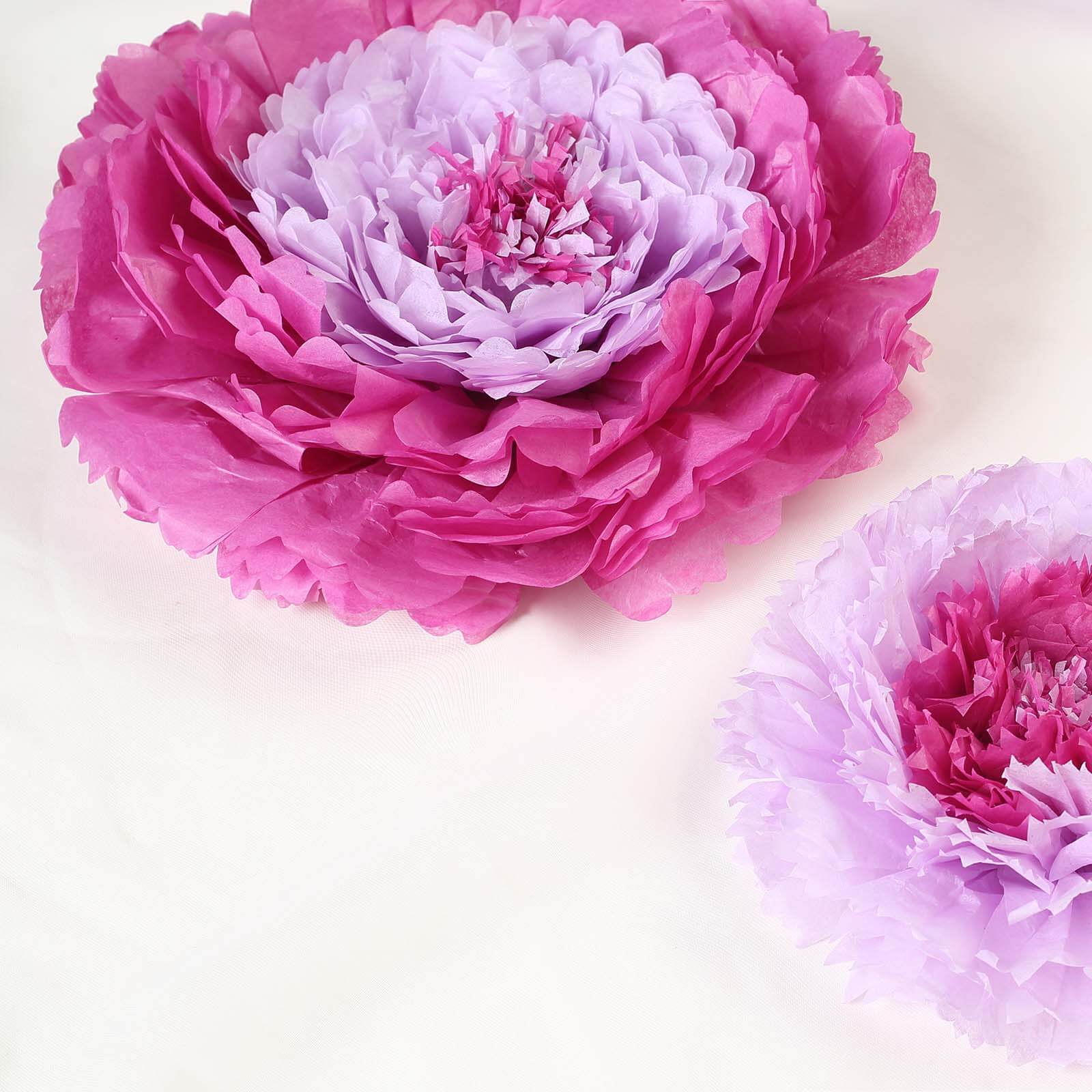 Set of 6 Lavender Giant Carnation 3D Paper Flowers Wall Decor - 12",16",20" - Linen Luxes
