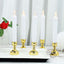 Set of 6 LED Window Candles Flickering White - Battery Operated Taper Candles with Gold Holders 10" - Linen Luxes
