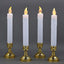 Set of 6 LED Window Candles Flickering White - Battery Operated Taper Candles with Gold Holders 10" - Linen Luxes