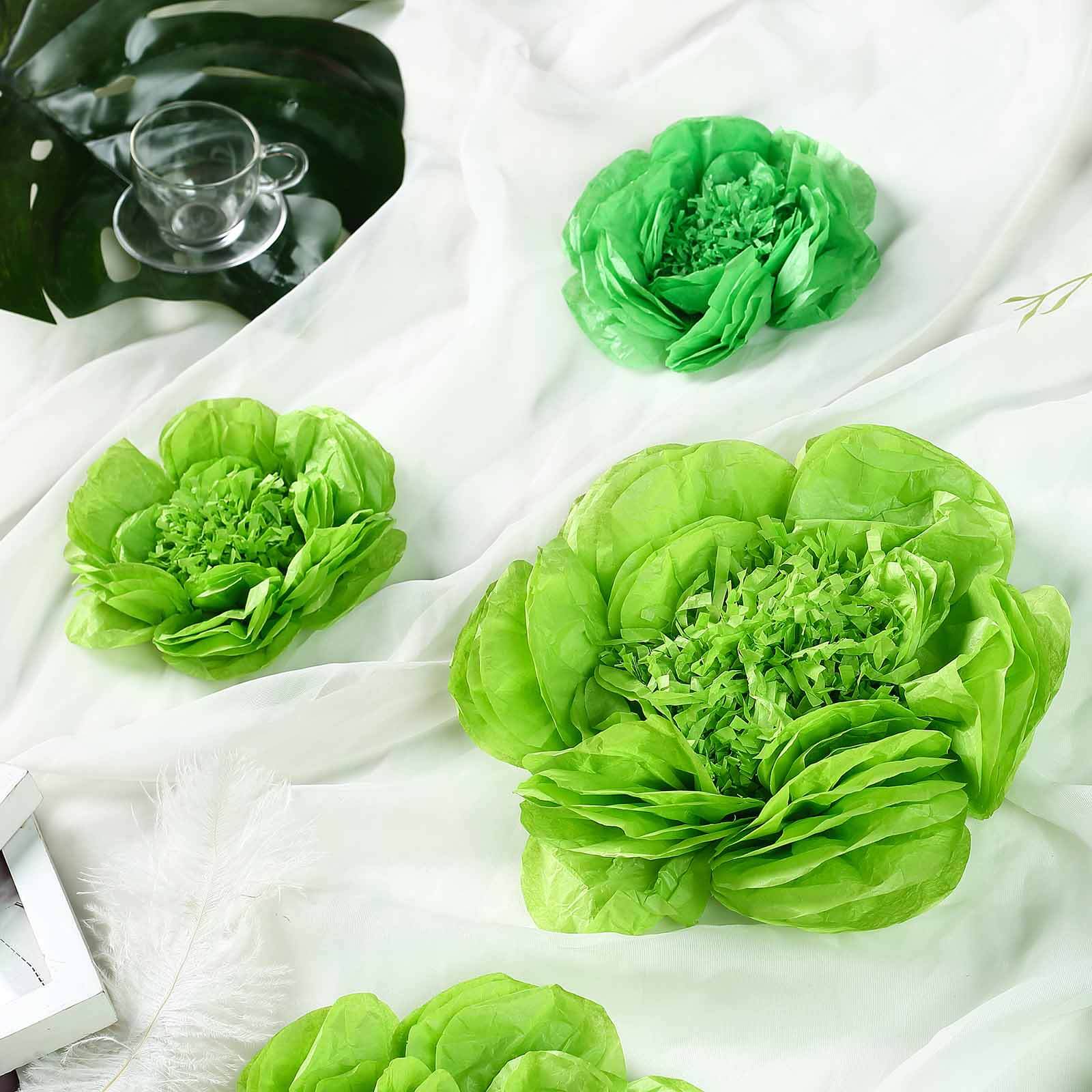 Set of 6 Mint Apple Green Peony 3D Paper Flowers Wall Decor - 7",9",11" - Linen Luxes