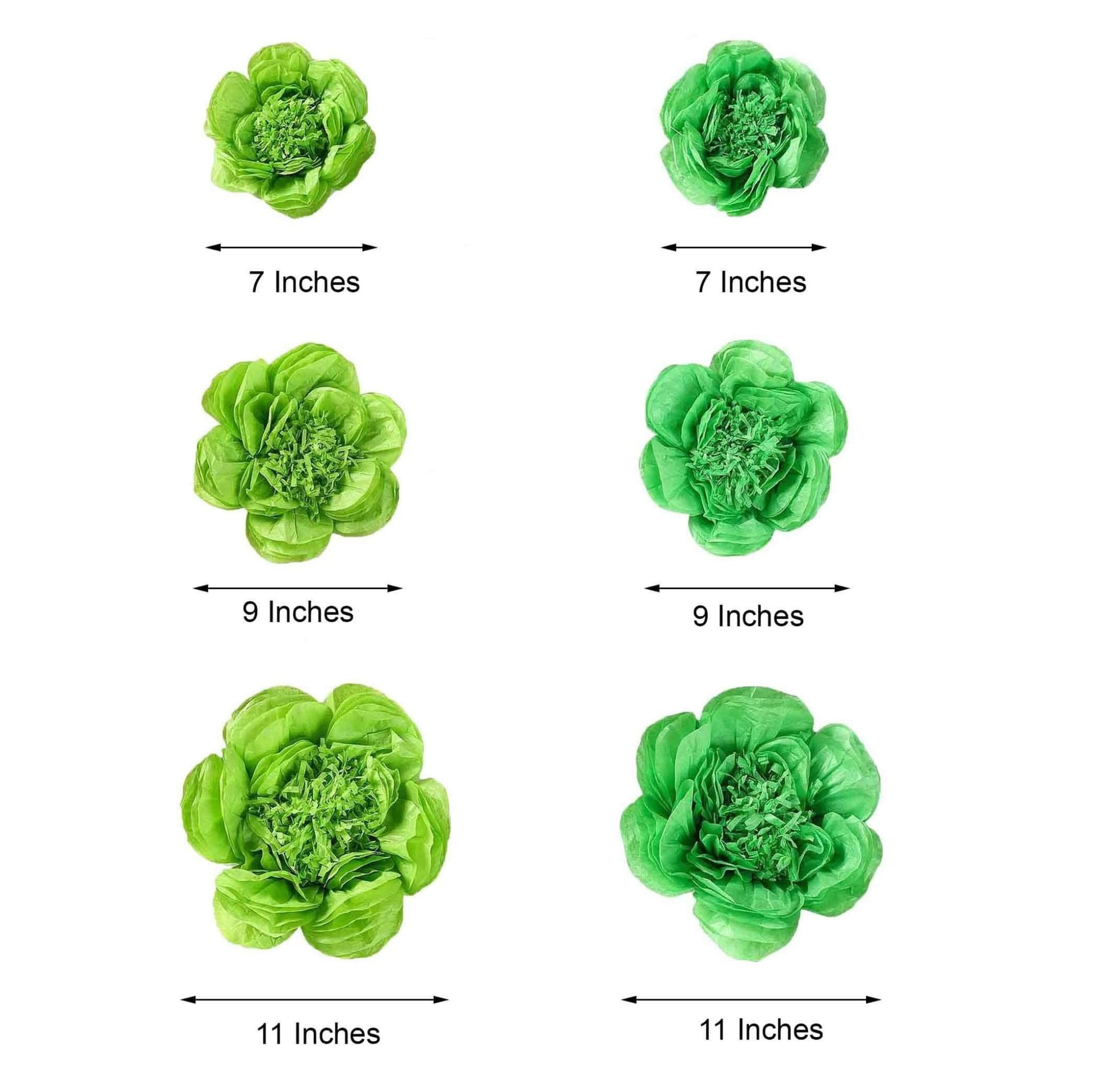 Set of 6 Mint Apple Green Peony 3D Paper Flowers Wall Decor - 7",9",11" - Linen Luxes