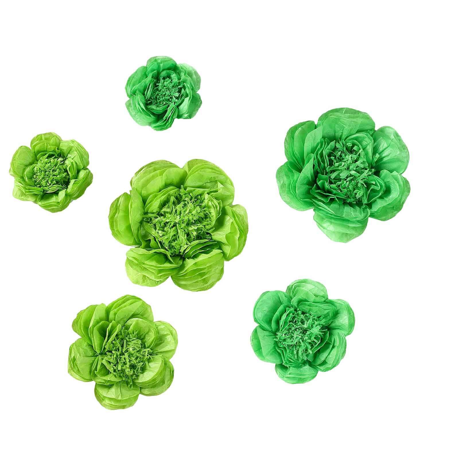Set of 6 Mint Apple Green Peony 3D Paper Flowers Wall Decor - 7",9",11" - Linen Luxes