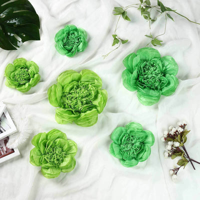 Set of 6 Mint Apple Green Peony 3D Paper Flowers Wall Decor - 7",9",11" - Linen Luxes