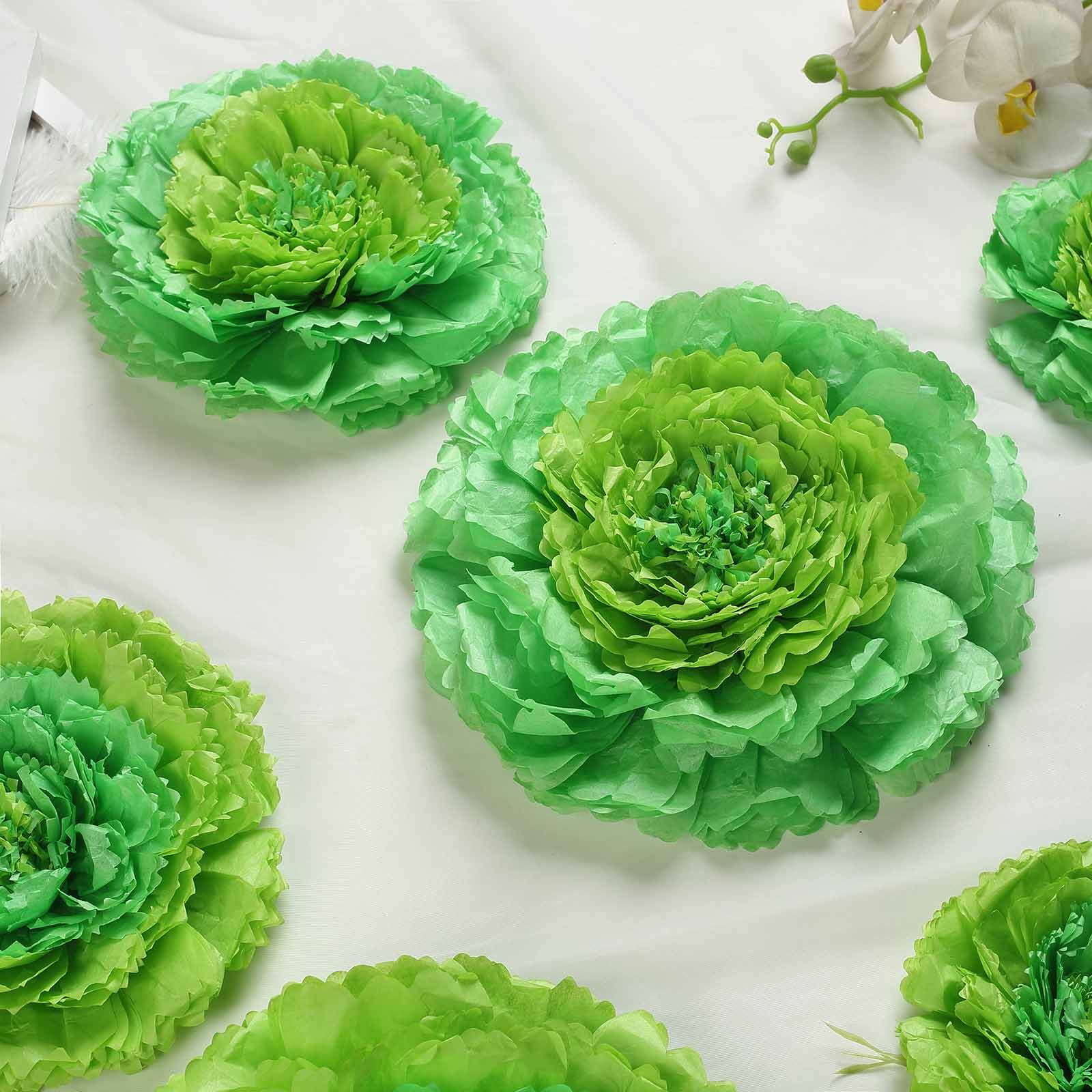 Set of 6 Mint Green Carnation 3D Paper Flowers Wall Decor - 7",9",11" - Linen Luxes