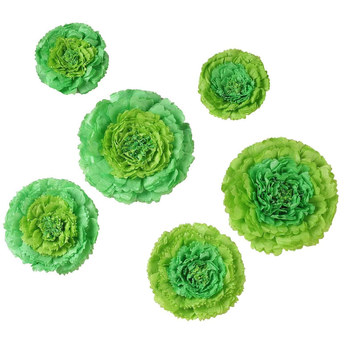 Set of 6 Mint Green Carnation 3D Paper Flowers Wall Decor - 7",9",11" - Linen Luxes
