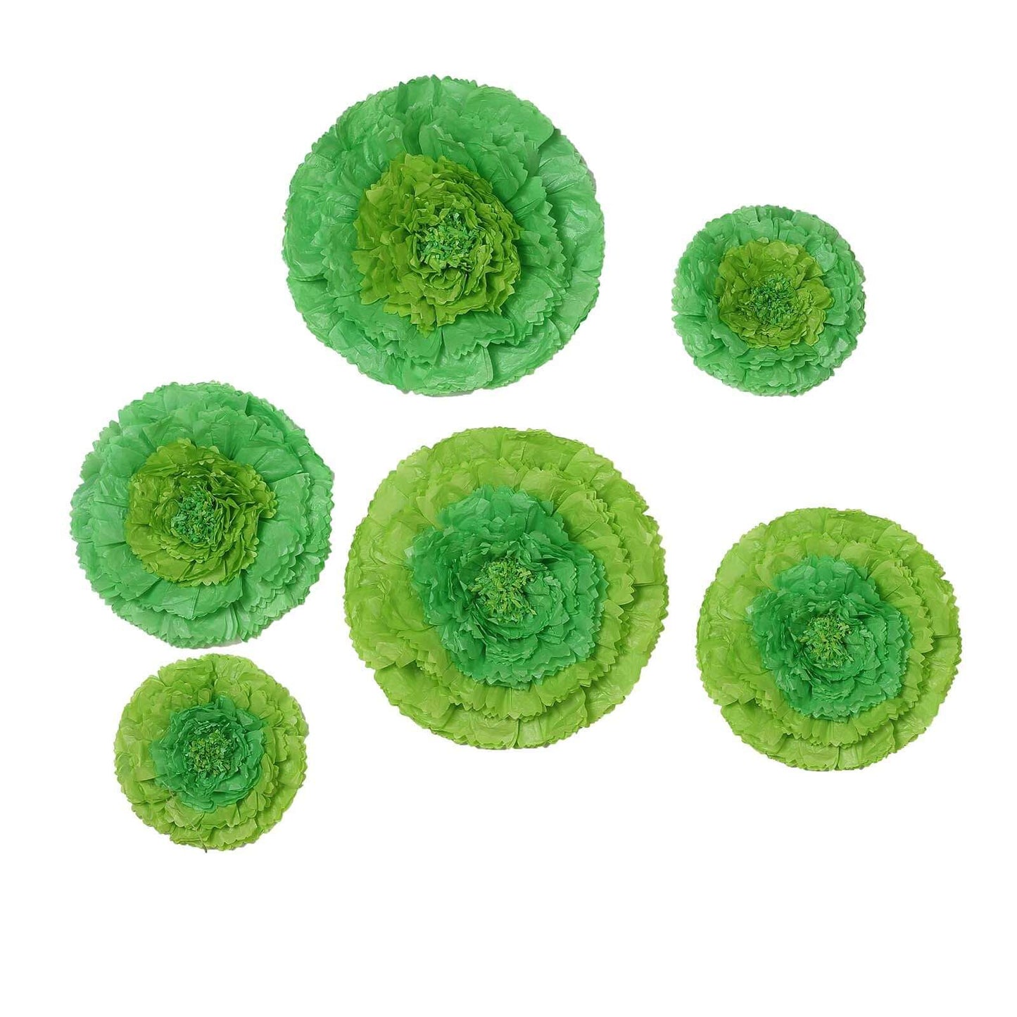 Set of 6 Mint Green Giant Carnation 3D Paper Flowers Wall Decor - 12",16",20" - Linen Luxes