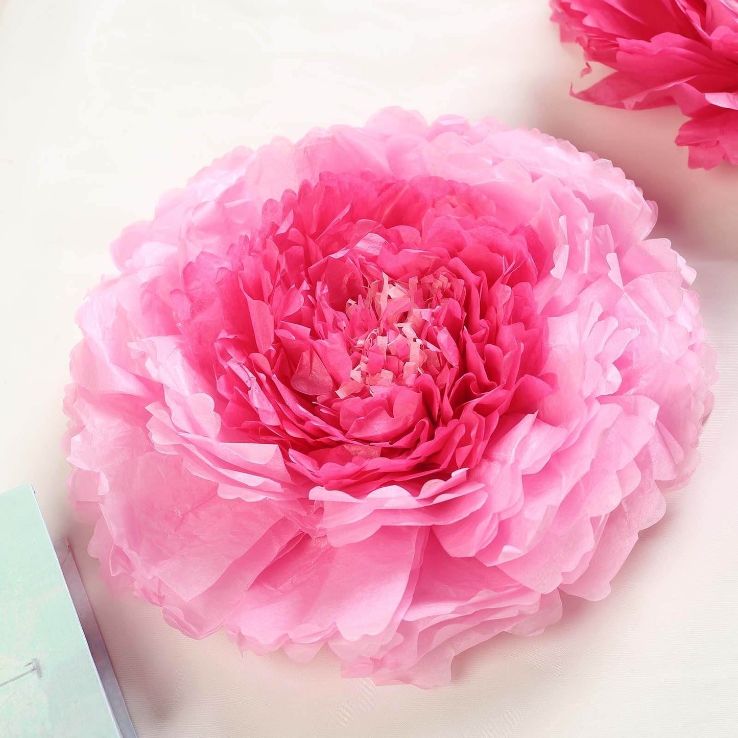 Set of 6 Pink Fuchsia Giant Carnation 3D Paper Flowers Wall Decor - 12",16",20" - Linen Luxes