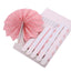 Set of 6 Pink Hanging Paper Fan Decorations, Pinwheel Wall Backdrop Party Kit - 8", 12", 16" - Linen Luxes