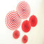 Set of 6 Red Hanging Paper Fan Decorations, Pinwheel Wall Backdrop Party Kit - 8", 12", 16" - Linen Luxes