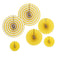 Set of 6 Yellow Hanging Paper Fan Decorations, Pinwheel Wall Backdrop Party Kit - 8", 12", 16" - Linen Luxes