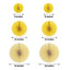Set of 6 Yellow Hanging Paper Fan Decorations, Pinwheel Wall Backdrop Party Kit - 8", 12", 16" - Linen Luxes
