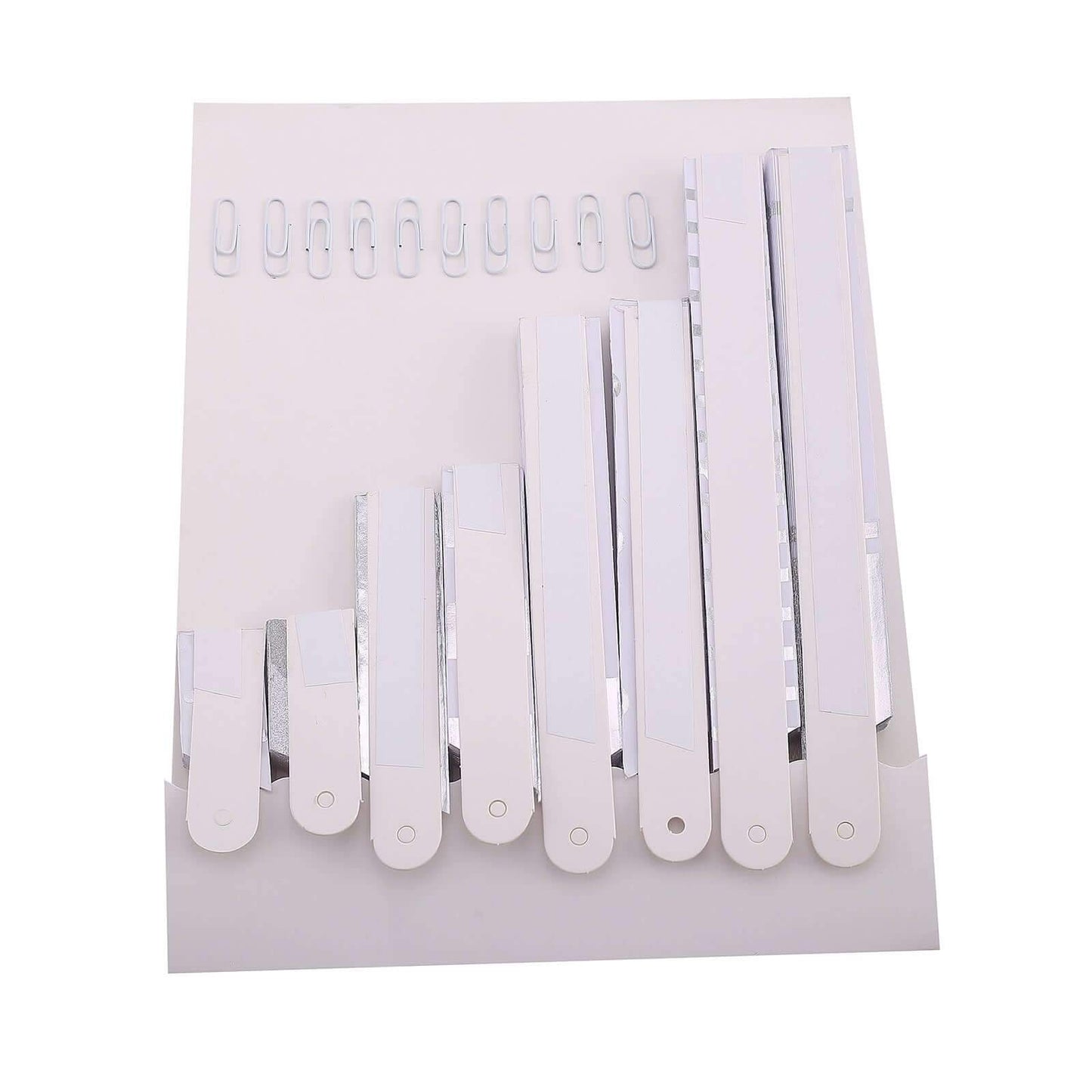 Set of 8 Silver White Hanging Paper Fan Decorations, Pinwheel Wall Backdrop Party Kit - 4", 8", 12", 16" - Linen Luxes