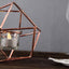 Set of Metal Candle Holders Linked Geometric Design Rose Gold - Modern Table Decor with Votive Glass for Gatherings 11" - Linen Luxes