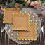 25-Pack Paper 7" Square Dessert Plates in Natural Brown with Gold Scalloped Rim - Disposable Salad Appetizer Party Plates for Stylish Outdoor Events & Boho Celebrations