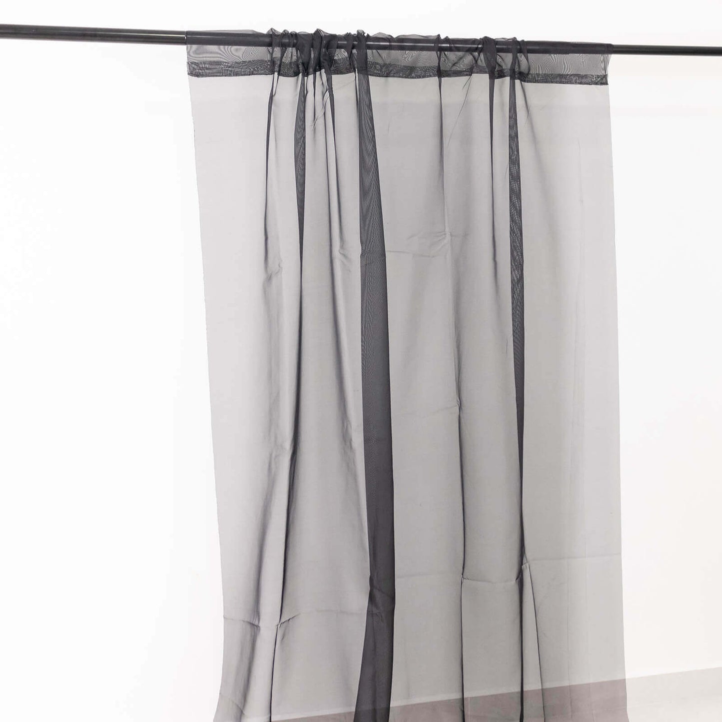 5ftx32ft Black Chiffon Curtain Panel, Durable Flame Resistant Backdrop Ceiling Drapery With Rod Pocket