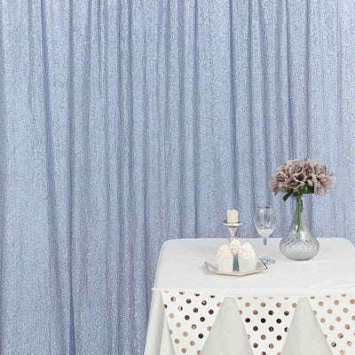 8ftx8ft Dusty Blue Sequin Event Curtain Drapes, Backdrop Event Panel