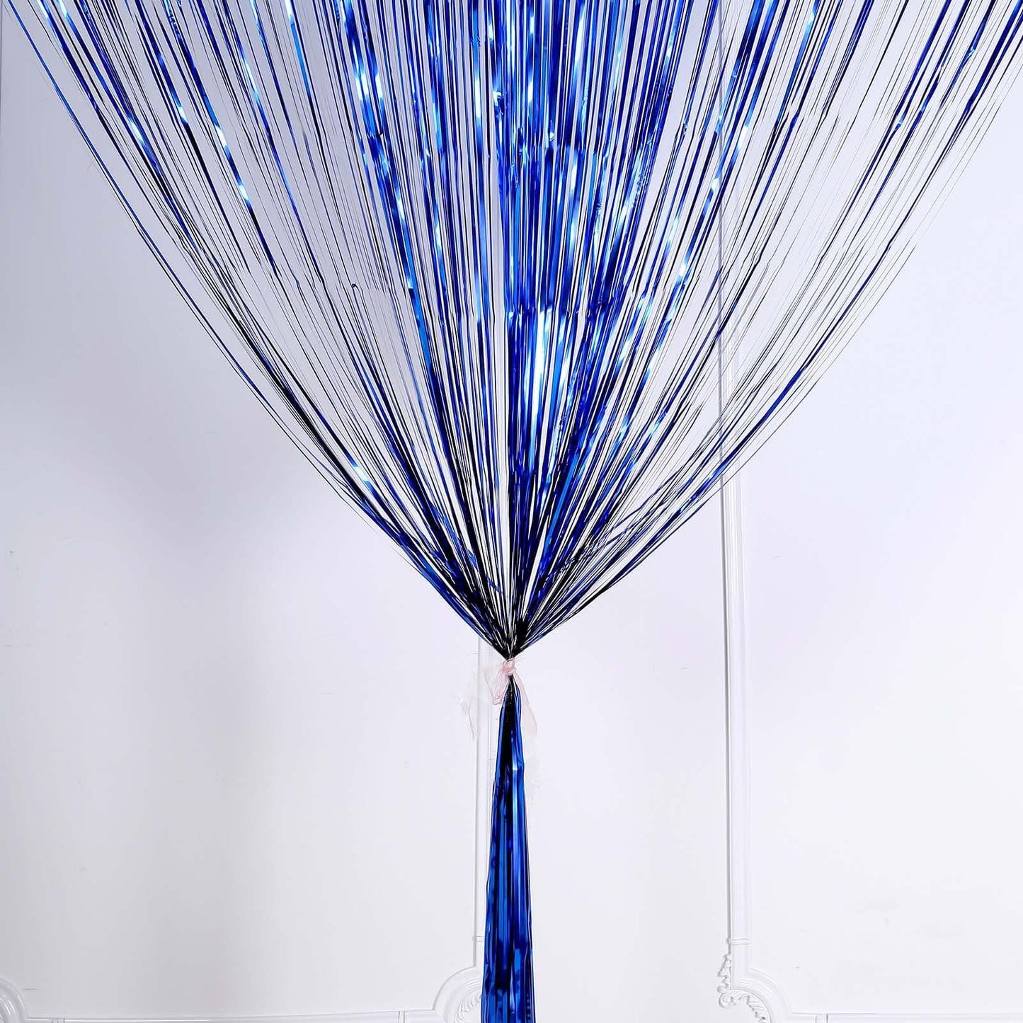 8ft Royal Blue Metallic Tinsel Foil Fringe Doorway Curtain Party Backdrop