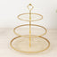 14" Clear Gold Glittered 3-Tier Plastic Dessert Display Stand With Gold Beaded Rim, Round Cupcake Tower Tea Party Serving Platter With Top Handle
