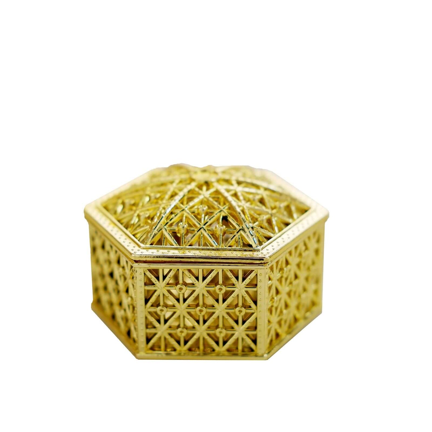12-Pack Vintage Hexagon Gift Box Candy Containers Gold - Stylish Hollow Favor Boxes for Jewelry 3"