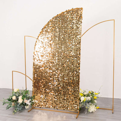 7ft Gold Double Sided Big Payette Sequin Chiara Wedding Arch Cover For Half Moon Backdrop Stand