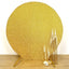 7.5ft Gold Metallic Shimmer Tinsel Spandex Round Wedding Arch Cover, 2-Sided Photo Backdrop