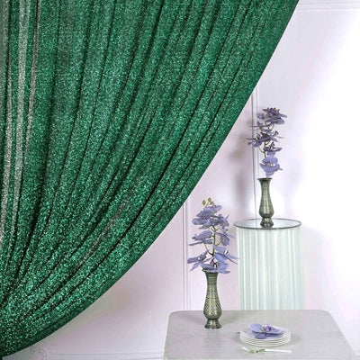 20ftx10ft Hunter Emerald Green Metallic Shimmer Tinsel Event Curtain Drapes, Backdrop Event Panel
