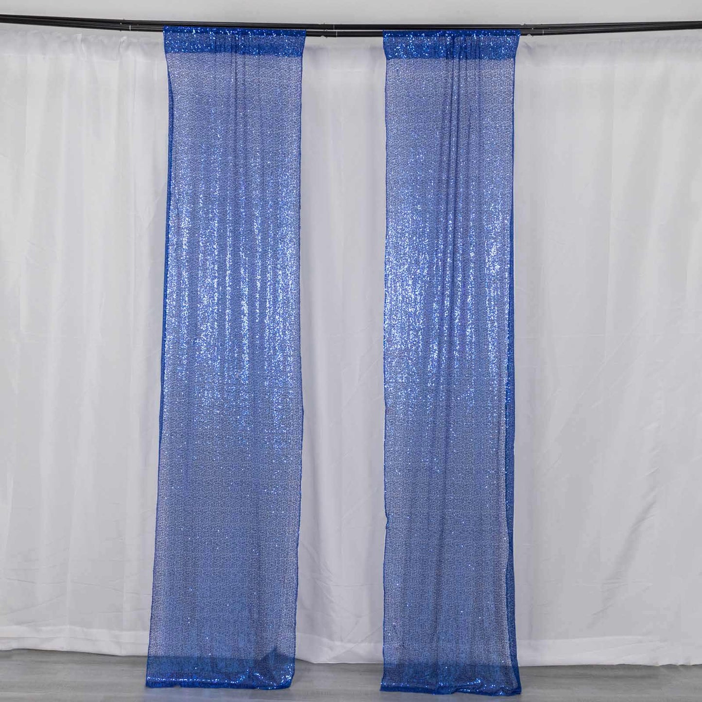 2 Pack Royal Blue Sequin Event Curtain Drapes with Rod Pockets, Seamless Backdrop Event Panels - 8ftx2ft