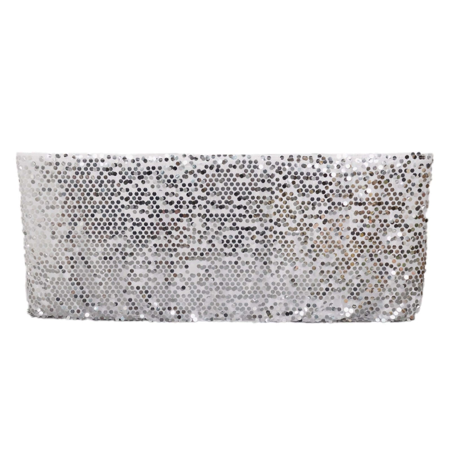 Payette Sequin 21ft Table Skirt Silver - Dual Layered Satin Table Cover