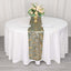 Sequin Mesh 12"x108" Table Runner Hunter Emerald Green/Gold Stylish Wave Embroidery