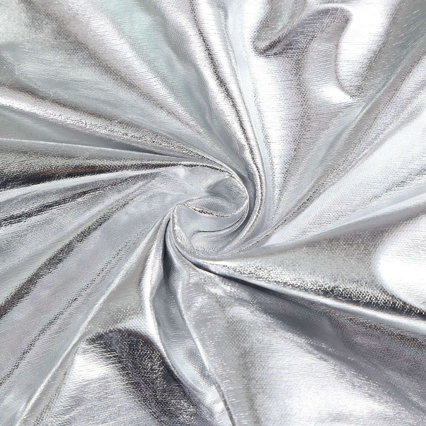 Set of 5 Metallic Silver Spandex Cylinder Pedestal Stand Covers, Shiny Stretchable Pillar Prop Covers - 130 GSM