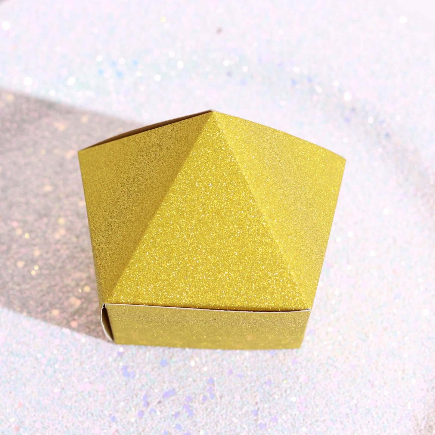 25 Pack 3"x4" DIY Gold Glittered Geometric Wedding Favor Gift Box