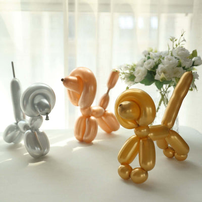 50 Pack Assorted Metallic Colors Long Latex Balloons For Twisting Magic, Animal Modelling Party Balloons