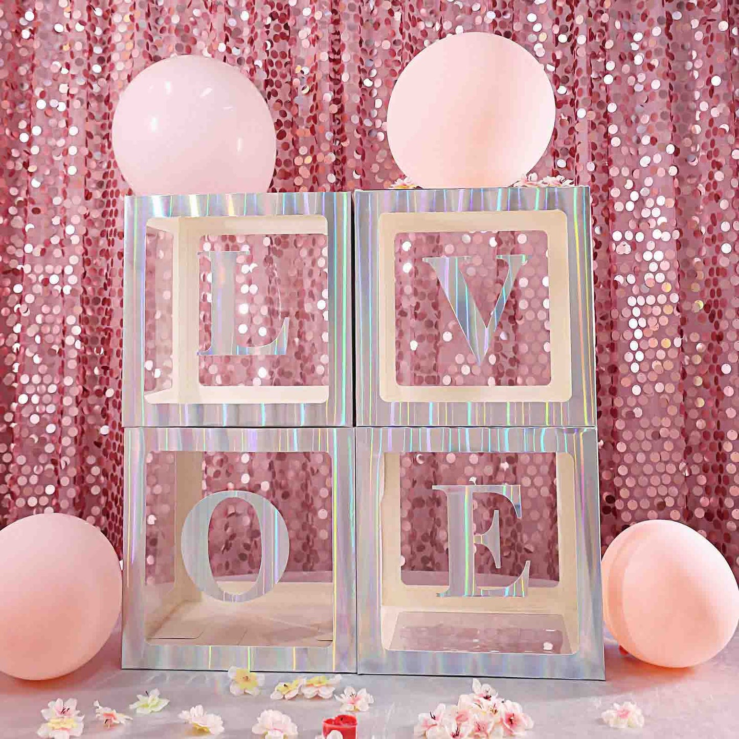 4 Pack 5" Iridescent Alphabet Stickers Banner, Customizable Stick on Letters - X