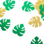 15G Bag Tropical Palm Leaf Table Confetti, Shiny Monstera Metallic Green and Gold Vibrant Eye-Catching Design