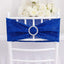 5 Pack Chair Sashes Shimmer Tinsel Spandex 5"x12" with Silver Rhinestone Buckles Royal Blue - Stylish Chair Bands