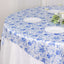 Satin 72"x72" Table Overlay Square Tablecloth White Blue - French Toile Floral Design for Stylish Celebrations