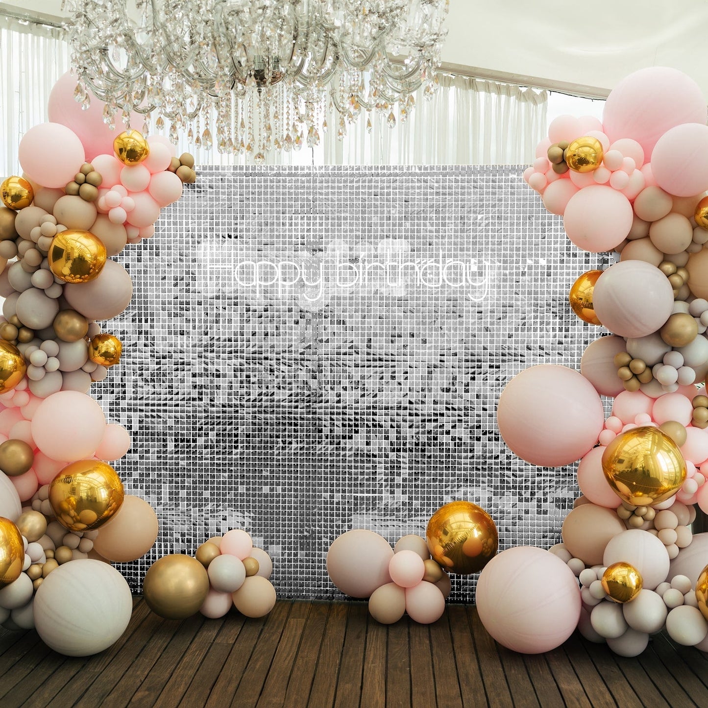 Shiny Silver Square Sequin Shimmer Wall Party Photo Backdrop, 24sq.ft Active Spangle Wall Art DÃ©cor Panels - 24 Panels