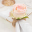 4 Pack Blush Artificial Rose Flower Wooden Napkin Holders, Farmhouse Country Floral Napkin Rings - 4"