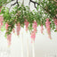 55" Artificial Silk Wisteria Vine Round Hanging Canopy Pink in & Dusty Rose, Draping Garland Flower Chandelier With Interchangeable Branches